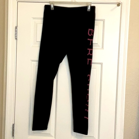 Bebe Sport new Black Leggings, Pink graphic Logo on Left leg, Size L,super cute! - Picture 2 of 6